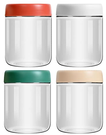 EONJOE 4-Pack Overnight Oats Containers with Lids 16oz Glass Mason Jars Meal Prep Salad Food Cereal Snacks Pudding Yogurt Storage
