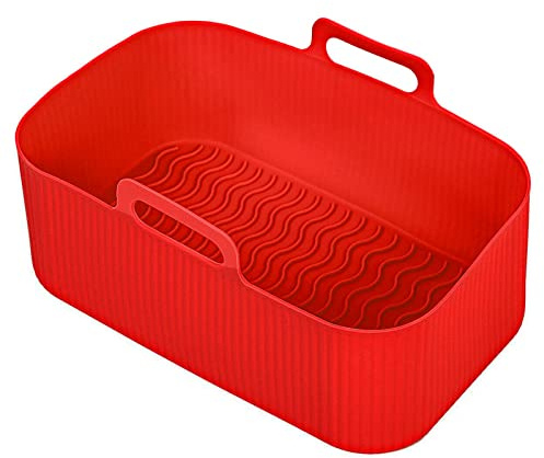 SPARES2GO Korb kompatibel mit EMtronics EMDAF9LD 9L Dual Air Fryer Schubladeneinsatz Silikon (1 Stück, Rot)