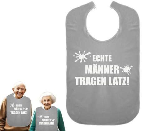 Cre9tive Echte Männer tragen Latz - Geschenk zur Rente - Lustiges Lätzchen für Erwachsene Ess-Schürze Essschürze Kleidungsschutz wasserdicht ID: 038