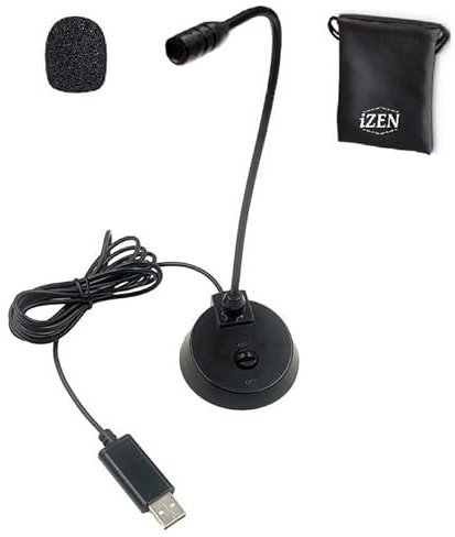 iZEN Micrófono USB para PC, condensador de grabación de computadora, micrófono cardioide para laptop, Mac, PS4, grabación de voz, podcasting, Skype, YouTube, micrófono para juegos USB, transmisión