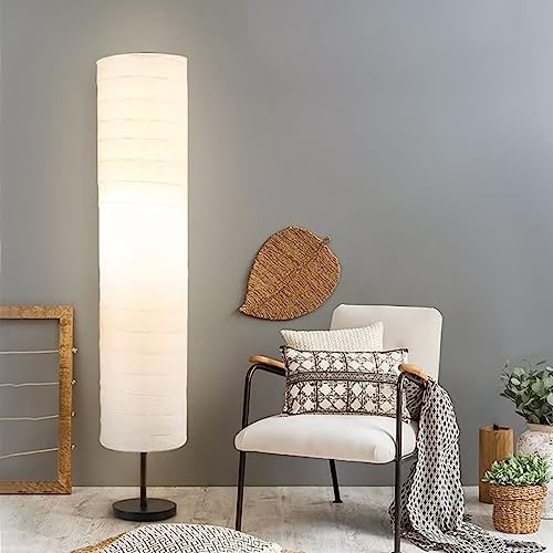 GUANSHAN Reispapier Stehlampe Japanischer Stil Minimalistische Dekorative Bodenleuchte Faltbare Papier Bodenbeleuchtung Atmosphäre Lampe Schlafzimmer Nachttisch Boden Lampenschirm für Wohnzimmer