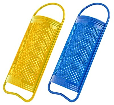 Plastic Graters 2 Pcs - Curved Grater for Kitchen - Food Graters for Potatoes, Nuts, Fruits, Baby Food with Non-Slip Handle, Dishwasher Safe