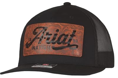Ariat Men's Filigree Stars and Stripes Faux Leather Patch Trucker Cap, Black, One Size
