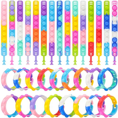 Coicok 30 Pieces Bracelet Enfants Reglable en Silicone Doux, 15 Couleurs, Cadeau Anniversaire, Pochette Surprise, Cadeaux Anniversaire Invités Enfant, Les Recompenses et Petits Cadeaux