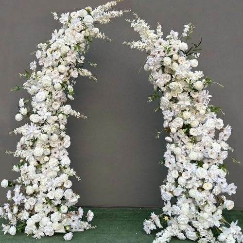 Supporto per Arco di Nozze, Supporto per Fondale Fotografico ad Arco a Mezza Luna 2 Pezzi Arco da Giardino a Forma di Luna per Decorazioni per Feste - Cornice per Palloncini con Fiori Curvi da 4,9/5,9