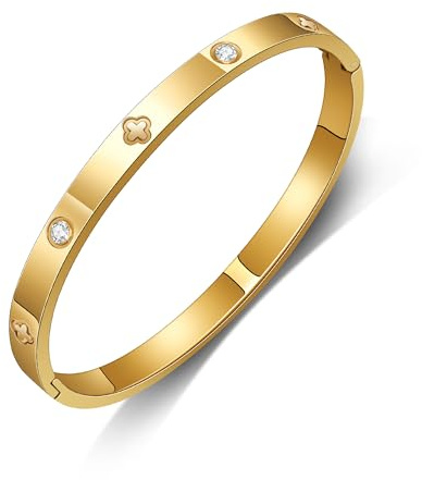 GILIEYER Armband aus Edelstahl, Klee Armband Liebe und Freundschaft Armband Cubic Zirkonia Kreuz Armband Fashion Armband Mode Armbänder