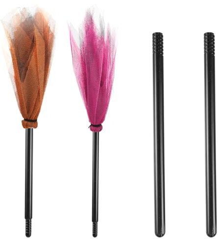 2uds de Escoba de Bruja de Halloween, Escoba Halloween de Plástico Escoba de Bruja para Disfraces de Halloween Espectáculo de Disfraces Fiesta de Baile(Rojo Naranja)
