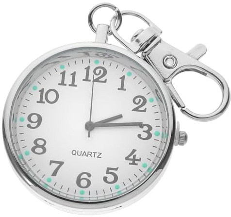 Krankenschwester Uhr Brosche Silber aus Glas und Edelstahl, Kleine Clip Uhr | Uhr Schlüsselanhänger, Random Color Of Dots, Portable, für Frauen, Ärzte und Personal Zufällige Farbe