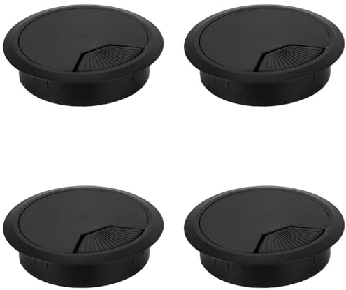 Desk Grommet for Hiding Wire, 80mm, Black, 4 PCS | Cable Hole Cover, Plastic, Desk Cable Grommets, Wire Organizer Caps