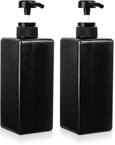 2 Stück 650 ml Seifenspender Flaschen, Shampoo Conditioner Duschgel Spender, Kunststoff Spülmittelspender Pumpspender Dusche, Spenderflasche für Lotion und Duschgel Flasche Küche Badezimmer, Schwarz