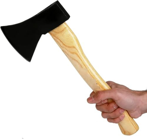 TECHZOCO Hacha Pequeña de 800 g con Mango de Madera, Hacha Vizcaína, Hachas de Tala Universal, Cabeza de Acero al Carbono, Longitud 41 cm