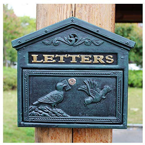BQFDHFSF Cassetta Postale da Parete per Esterni Retro Villa - Cassetta Postale Personalizzata per Posta Esterna - Design Vintage - 31,7 x 34,5 x 8,5 cm