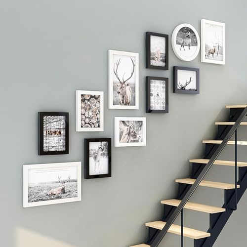 Unikicool Photo Frame Collage Set,Set Cornici Foto da Parete,Cornice per Foto con Combinazione Scale,Stile Semplice,Arreda Lo Spazio,Facile da Pulire,Adatto per Soggiorni,Passaggi Pedonali