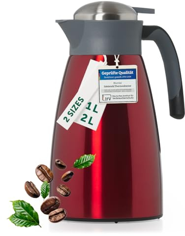 Blumtal Thermoskanne 2 Liter - ultra isolierend in rot