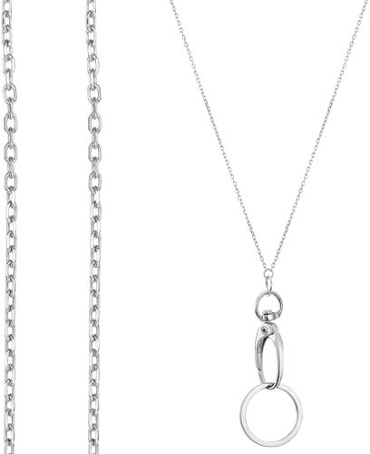 LEGENTLISUR Cordon Tour de Cou en Acier Inoxydable Infirmière Professeurs Porte Clef Cordon Badge Personnalisable pour Femmes Hommes Cadeaux de Voyage au Bureau
