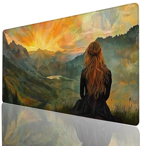 Tapis de Souris XXL 1400x600x3mm, Grand Tapis Bureau Montagne, Bords Cousus Antidérapant Imperméable, Femme Mouse Pad Compatible Clavier sans Fil et Souris sans Fil, Bureau Gaming Accessoire GYL5950
