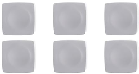 Excelsa Eclipse Set 6 Piatti Piani Quadrati, Ceramica, Grigio Opaco