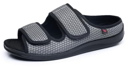 Zapatillas Para DiabéTicos Mujer Hombre Verano Sandalias Anchos Especiales Para Pies Hinchados Zapatos OrtopéDicos Zapatillas De Casa (Gris, Adulto, 39, Números, Sistema tallas calzado EU, Ancho)