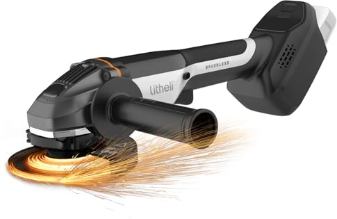 Litheli Smerigliatrice angolare a batteria da 20 V, 125 mm, 8500 giri/min, con motore senza spazzole, regolazione della velocità per taglio, levigatura, lucidatura, rimozione della ruggine, senza fili