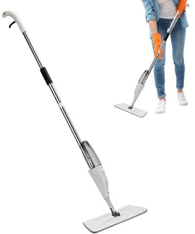 Balai pulvérisateur pour le nettoyage des sols – 125 cm tête rotative à 360° | Balai pulvérisateur pour sols en bois dur – Pour maison, chambre à coucher, salon, appartement, bureau, bois, stratifié