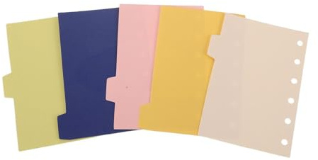 Lurrose Lot de 5 Intercalaires à Onglets A7 pour Mini Classeur, Feuilles de Séparation Codées par Couleur, Papier Robuste, Fournitures de Bureau pour Organisation Scolaire et