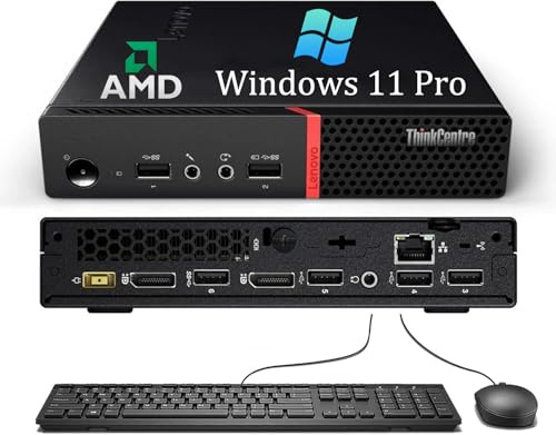 Lenovo ThinkCentre M715Q Mini Desktop Computer PC, AMD Ryzen Pro A6-9500, 8 GB RAM, 256 GB SSD, WiFi, Bluetooth, tastiera US QWERTY Windows, 11 Pro (ricondizionato)