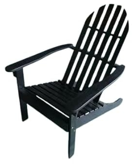 GOPLUS Adirondack Stuhl, Adirondack Chair Holz, Gartenstuhl mit hoher Rückenlehne & Breiten Armlehnen, Gartensessel mit geneigtem Sitz, 180 kg belastbar, Terrassenstuhl für Garten & Balkon (Schwarz)