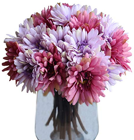 cn-Knight Künstliche Blume,3 Bündel 28cm Seidenblumenstrauß für Braut,Brautjungfer,Corsage,Boutonniere,Heimdekoration, Büro,Party,Lila