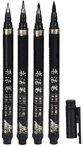 4 Uds pincel de tinta de caligrafía pluma de recarga rotuladores de pincel de caligrafía china pluma de tinta para principiantes