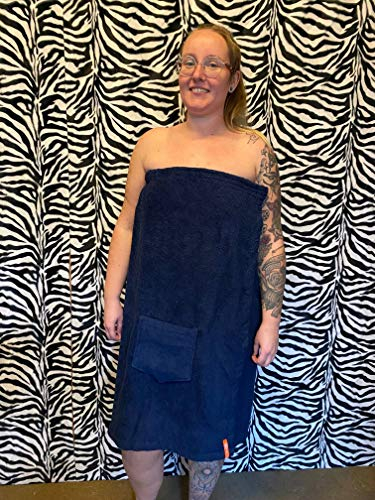 S< Kilt sauna XL da donna ricamato con nome, asciugamano da sauna con elastico e chiusura in velcro, XL asciugamano da sauna per donna (blu scuro) (blu scuro)