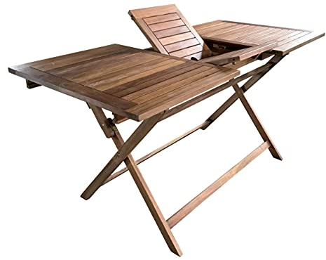 Gardenia Tavolo Pieghevole Amalfi in Legno di Acacia fsc®, Estensibile 115/150x75xh.75 cm