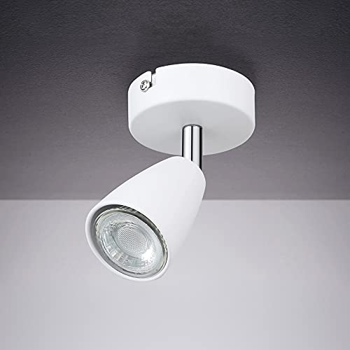 IMPTS LED Deckenleuchte Drehbar weiß, 1-Flammig Spotbalken, LED Deckenlampe inkl.1x3W GU10 Leuchtmittel, 250LM IP20 230V Warmweiß, Modern Deckenlampe Deckenspots für Wohnzimmer, Schlafzimmer