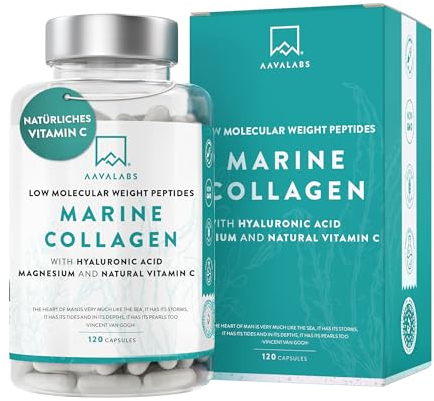 Marine Collagen Supplements for Women and Men (1425mg Per Serving) with Hyaluronic Acid & Magnesium - 120 Hydrolysed Marine Collagen Capsules - Low Molecular Weight Peptides