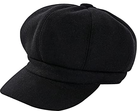 JIHUOO Damen Ballonmütze Schirmmütze Baskenmütze Wintermütze Schildmütze Schiebermütze Barett Mütze Kappe für Frauen Schwarz