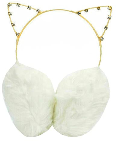 Children's Girls Cat Ears White Earmuffs Kids Ear Warmers