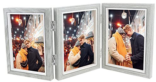 LumenTY Dreifach-Bilderrahmen Dreifach Faltbarer Rahmen (Fotogröße 10 x 15 cm) Mehrfach Fotorahmen für Wand Schreibtisch Dekoration Hochzeitsgeschenke