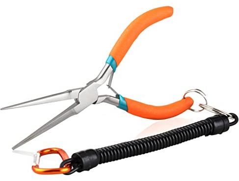 SPEEDWOX 15,2 cm Spitzzange mit Anti-Verlust-Schlüsselband, Mini-Spitzzange mit nicht gezahnter Kante, Mini-Präzisions-Drahtschlaufenzange für schwer erreichbare schmale Räume