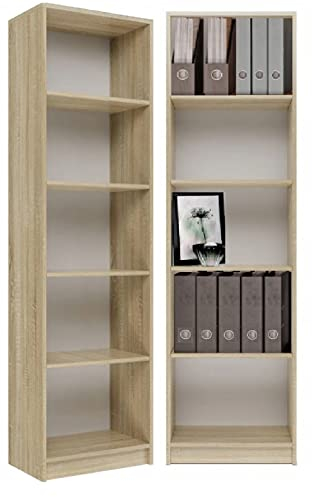 Home Collective Bücherregal Aktenregal Standregal Raumteiler Sonoma-Eiche mit 5 offenen Fächern aus MDF Holz | Breite 50 cm