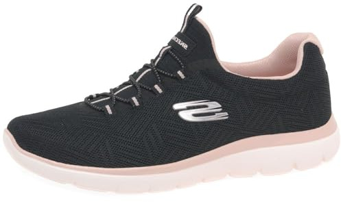 Skechers Womens Summits Artistry Chic Sneaker, Black Mesh Light Pink Trim, 4.5 UK