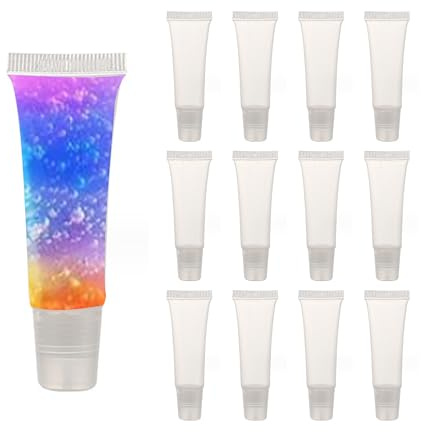 YAFIYGI 12 tubos de brillo de labios, 8 ml, transparentes, suaves, vacíos, para bálsamo labial, rellenables, mini tubos cosméticos para pintalabios, pintalabios, lápiz labial, maquillaje y artículos