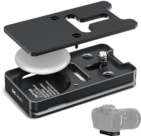 Arca Swiss Schnellwechselplatte für AirTag, Schnellwechselplatte Stativ mit 1/4-20 Schraube für Kamera, kompatibel mit Canon Sony Nikon Fujifilm und Weiteren Kameras, AirTag im Sockel Versteckt
