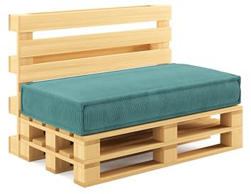 chilly pilley® Palettenkissen Palettenauflagen aus Cord für EU-Paletten - Abnehmbarer Bezug - Sitzkissen - Rückenlehnenkissen viele Farben (Türkis, Sitzkissen 120x80)
