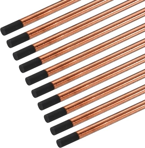 PATIKIL 10pcs 10mmx305mm(3/8x12) Carbon Arc Air Gouging Rods Copper Graphite Coated Gouging Electrode Rods for Welding