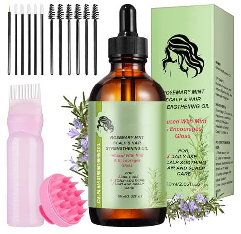 Rosemary Essential Oil 60ml, Rosmarinöl Haare, Kopfhaut Massagebürste | 60ml Rosemary Oil for Hair, Hair Essential Oil, Rosmarin öl für Kopfhaut und Haar, Kopfhaut Massagebürste for Hair