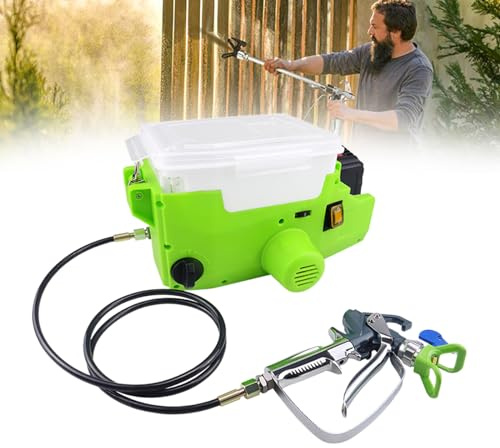 Lakenbroade Zaino per Pistola a spruzzo airless Portatile per Pistola a spruzzo per pareti Senza Fili ad Alta Pressione con Tubo da 1,5 m, spruzzatore per Vernice per pareti 1,1 l/min, 500 W