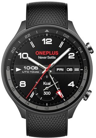 OnePlus Orologio 2R con Wear OS 4 di Google, chipset Snapdragon W5, durata della batteria fino a 100 ore, display AMOLED da 1,43, 100+ modalità sport, GPS a doppia frequenza, 5 ATM, IP68 e chiamate