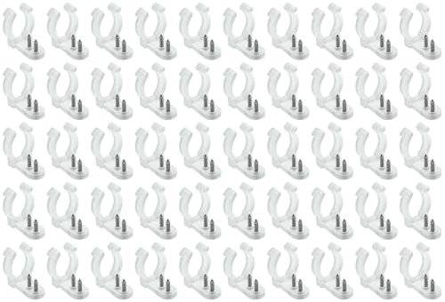 Bxian Lichtschlauch-Clip-Halterung, PVC-Befestigung, Lichtklemme, Befestigungsclips mit Schrauben, geeignet für Wandmontage von Terrasse und großem beweglichen Licht, 22 x 19 mm, 50 Stück