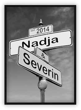 dockyardos® Geschenk zur Hochzeit für das Brautpaar | Jahrestag | Hochzeitstag | Geschenkidee | Geschenk für Paare | Valentinstag | Straßenschild ((Himmel | Neutral))