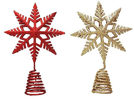 Amosfun 2stücke Schneeflocke Deko Weihnachtsbaumschmuck Aus Eisen in Form Von Schneeflocken Zum Aufhängen Für Weihnachtsbaumspitze Weihnachtsdeko