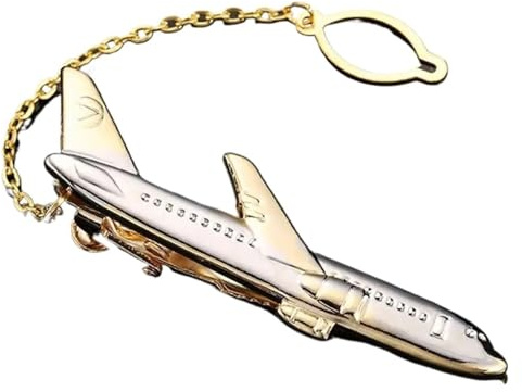 MEMEM Clip de corbata2 uds. Clip de corbata for hombre Simple chapado en oro forma de avión gemelos de avión piloto Pin de palo